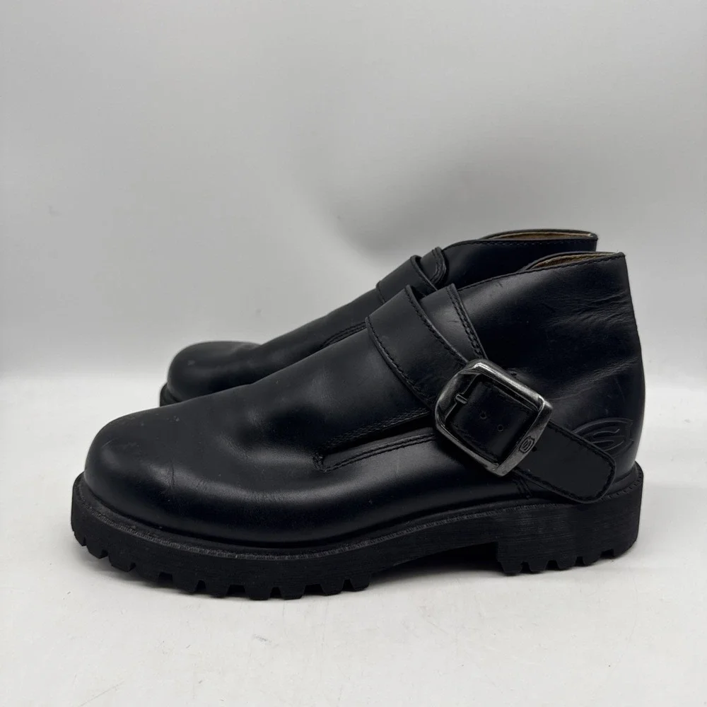 SKECHERS Boot 7.5 Leather Chunky Sole‎ Monk Strap Grunge Goth Cyberpunk Y2K